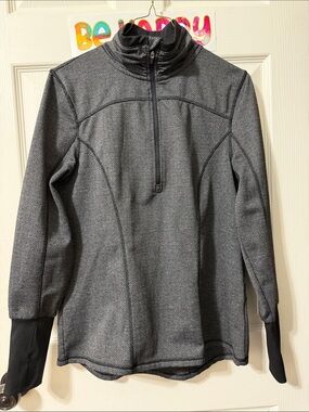 Athletic Works Black and Gray Zip-Up Half Collar Sweater